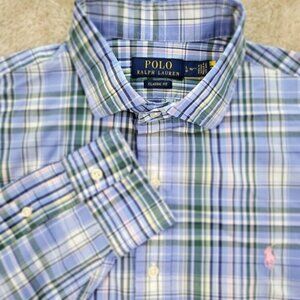 Polo Ralph Lauren Dress Shirt Classic Fit Long Sleeve Pink Pony Logo Mens Size L